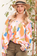 Lime N Chili Abstract Print Off-the-Shoulder Long Sleeve Top – MYN2O