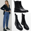 Women's sheepskin ankle boots with platform block heel – MYN2O