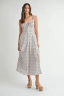 Mable Floral Print Bustier Back Lace-Up Midi Dress – MYN2O