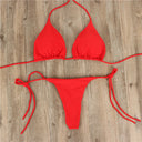 Halter neck tie bikini, sexy split swimsuit, beachwear for women