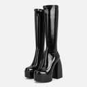 Tall Chunky Heel Round Toe Platform Stretch Boots Over-the-Knee – MYN2O