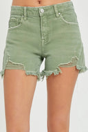 RISEN Mid Waist Frayed Hem Denim Shorts – MYN2O