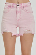 RISEN High Rise Distressed Denim Shorts with Raw Hem – MYN2O