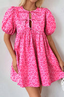 Leopard tie front puff sleeve dress – fierce and playful fashion – MYN2O