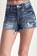 RISEN Mid Rise Raw Hem Denim Shorts – Stretch Summer Style | MYN2O