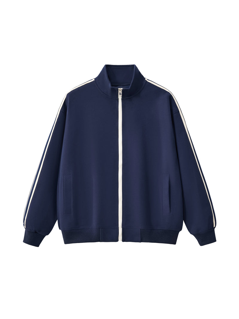 Contrast Side-Stripe Stand Collar Jacket