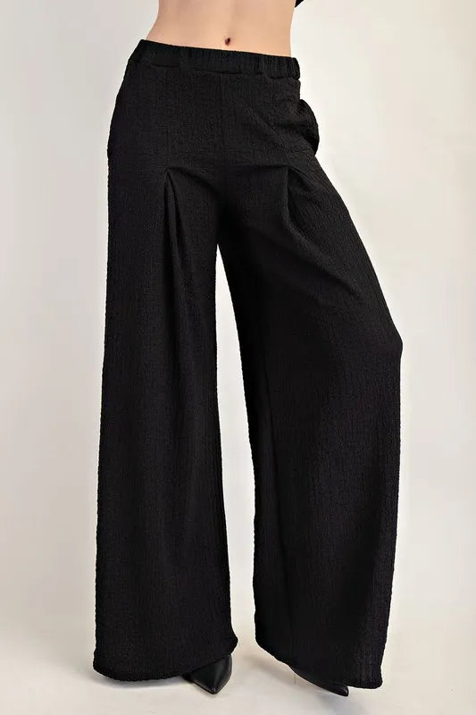 Celeste Full Size Textured Wide Leg Pants with Pockets – MYN2O