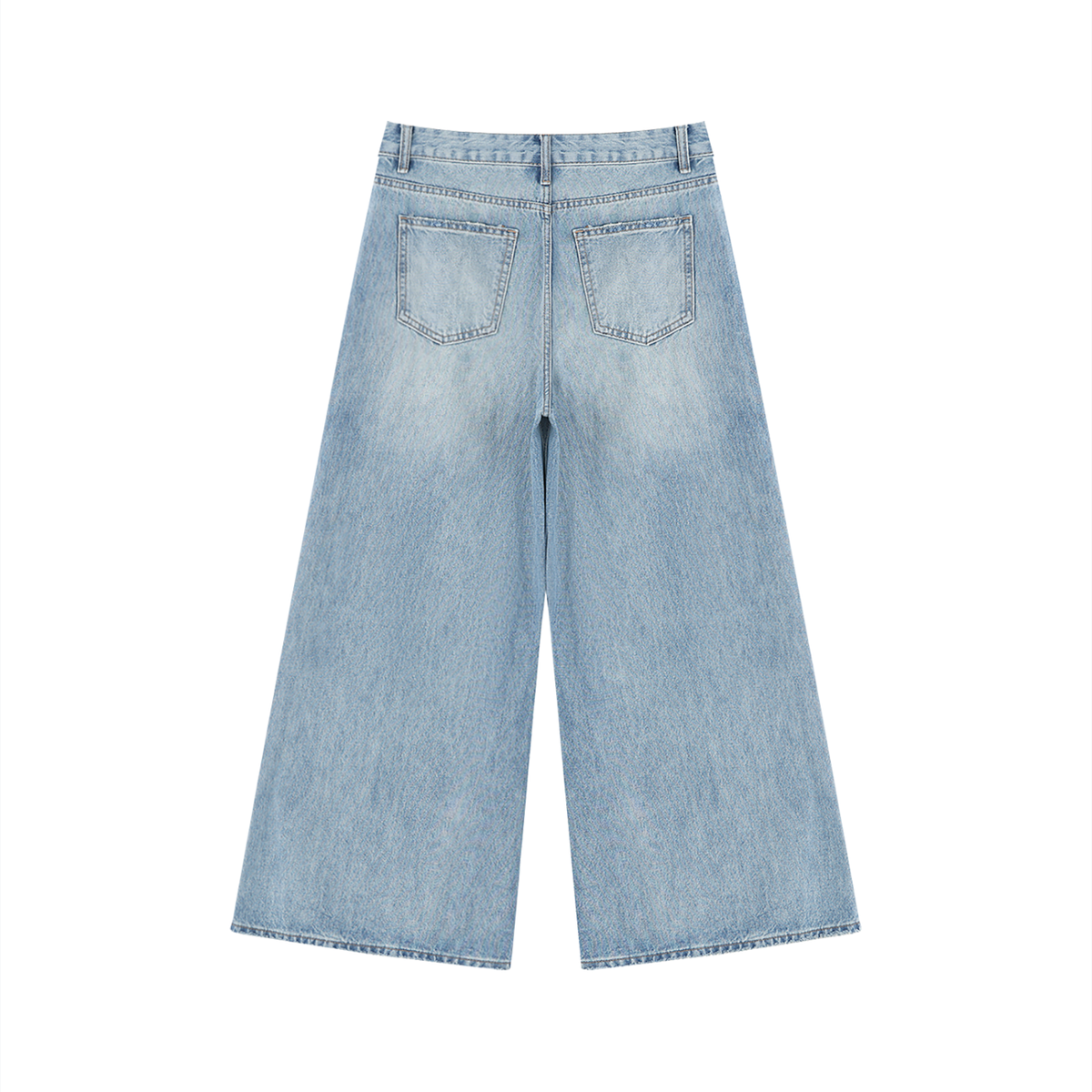 Women's Vintage Wash Distressed Wide Leg Jeans – High-Rise Relaxed Fit Denim
