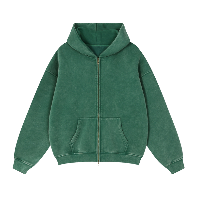 Zip-Through Boxy Fleece Hoodie