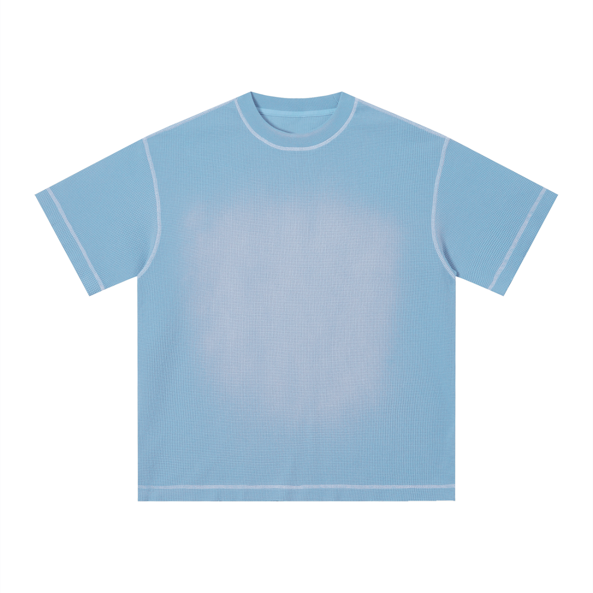 Unisex Vintage Sunfade Waffle Knit Boxy T-Shirt – Oversized Streetwear Tee