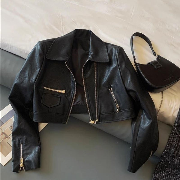 Loose-fitting Versatile Washed Leather Jacket