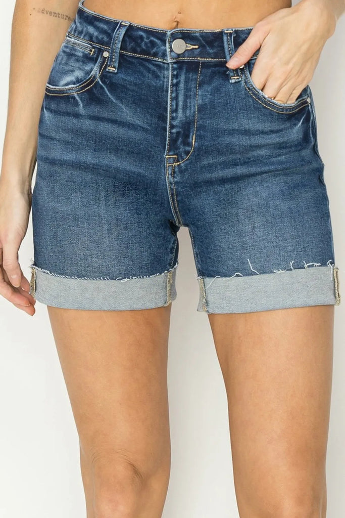 RISEN high rise cuffed denim shorts – classic summer casual style – MYN2O