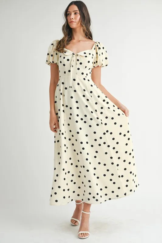 MABLE Polka Dot Puff Sleeve Midi Dress – MYN2O

