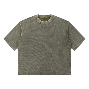 Unisex Mineral Wash Waffle Boxy T-Shirt – Oversized Textured Streetwear Tee