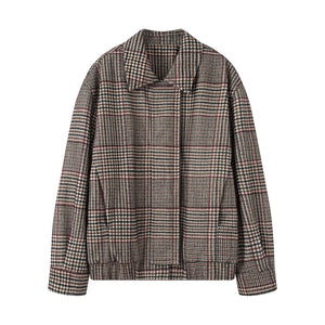 Retro Houndstooth Pilot Quilted Jacket Coats
