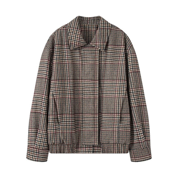Retro Houndstooth Pilot Quilted Jacket Coats