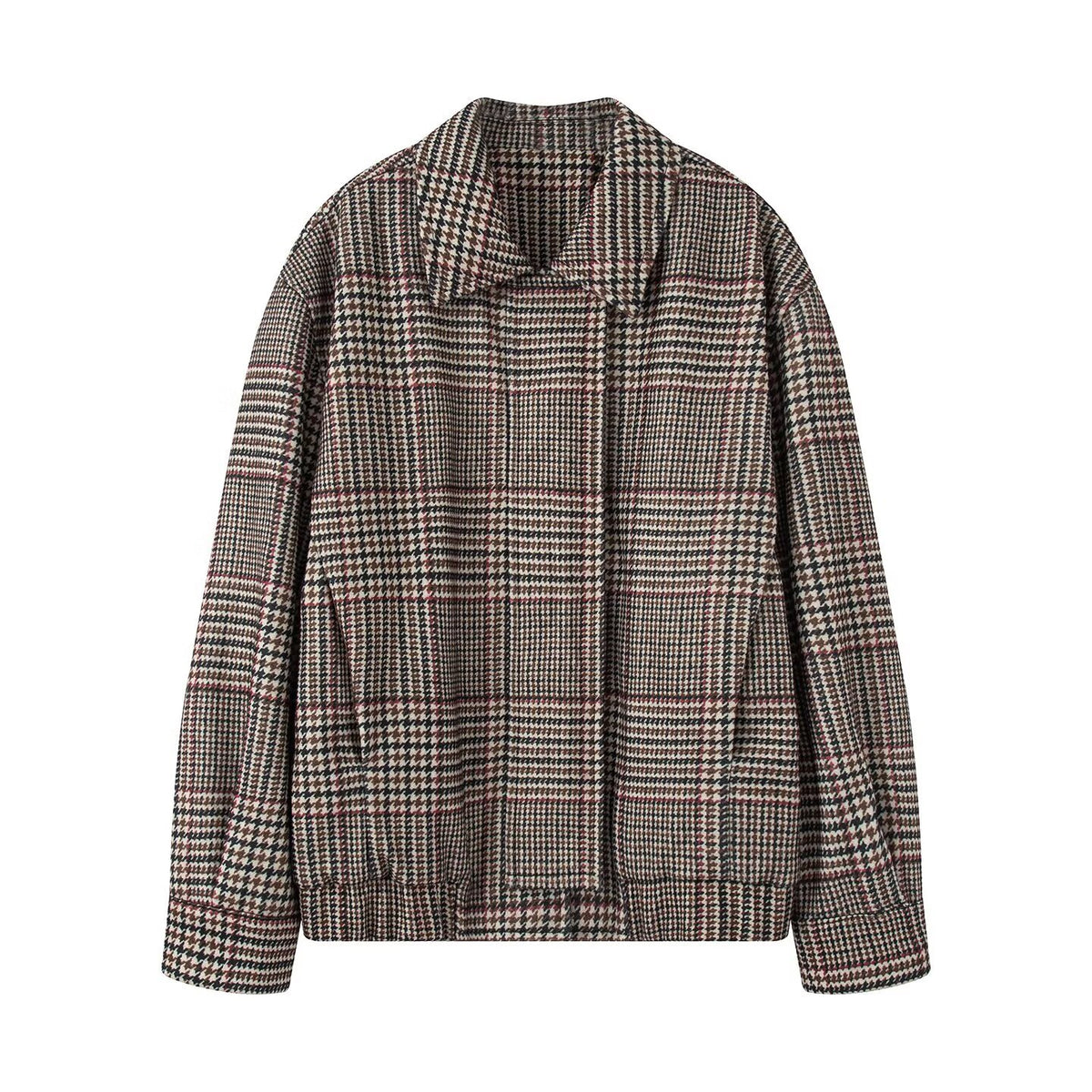 Retro Houndstooth Pilot Quilted Jacket Coats