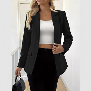 Women's Casual Long-Sleeve Solid Single-Button Blazer