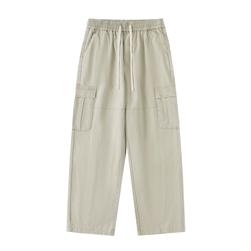 Drawstring Waist Straight-Leg Cargo Pants