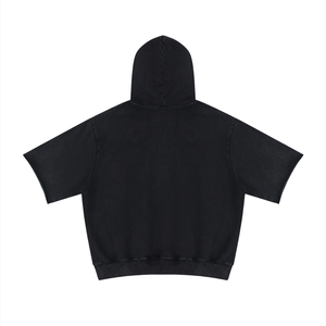 Unisex Mineral Wash Short Sleeve Hoodie – Oversized Vintage Streetwear Hooded Tee
