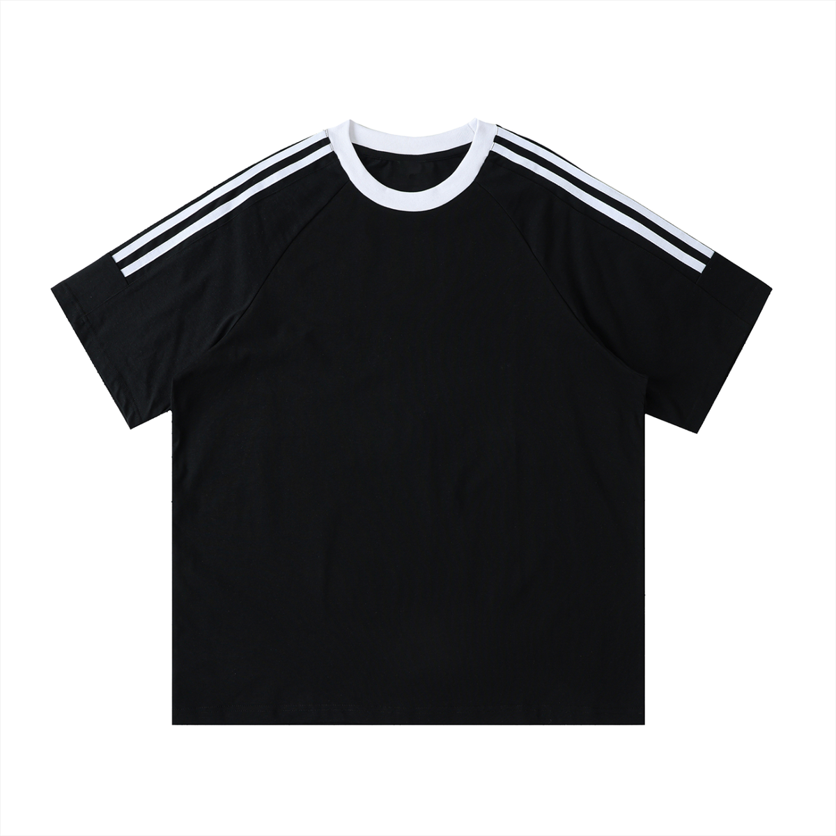 Contrast Tape Crewneck Cotton T-Shirt