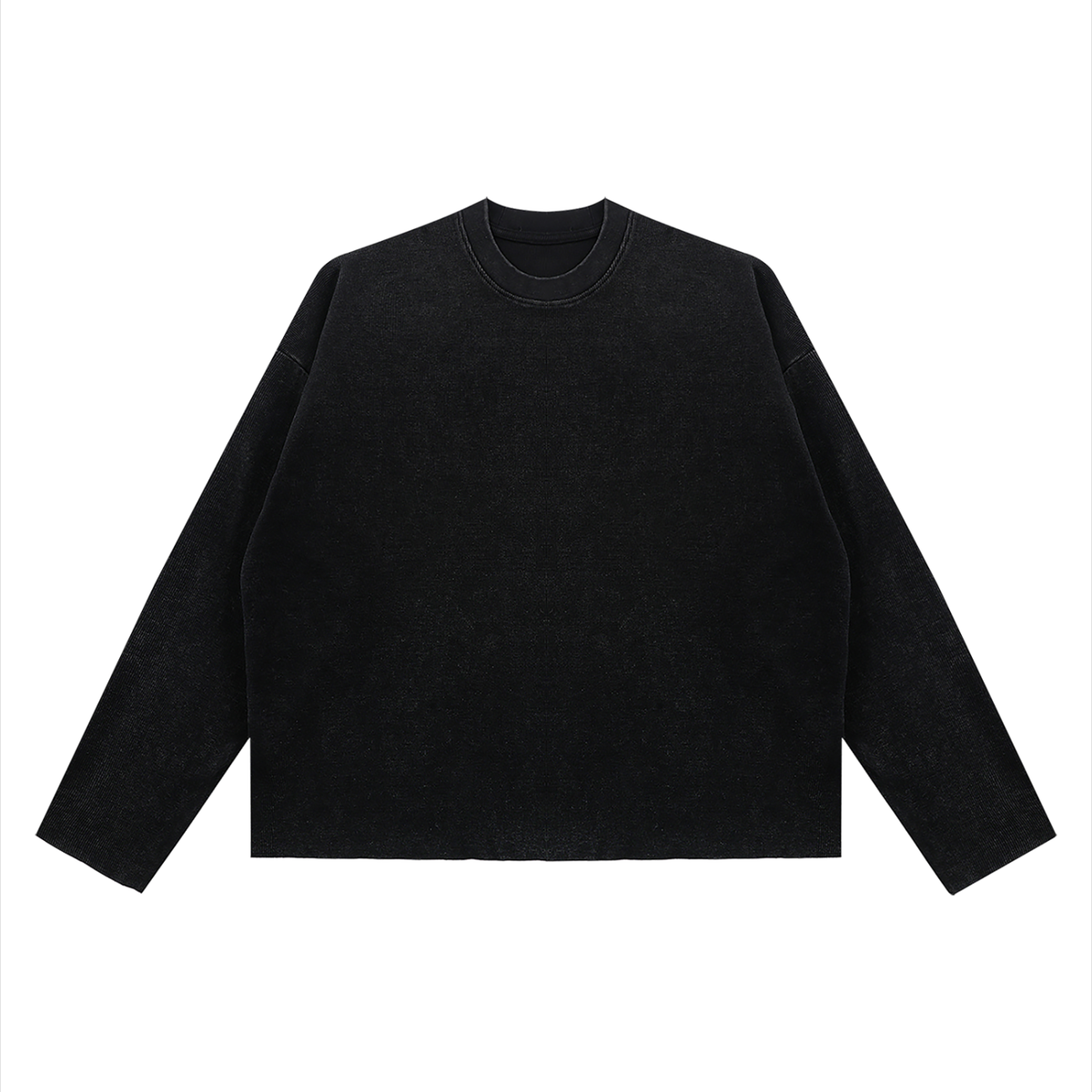 Unisex Vintage Wash Boxy Waffle Raw Edge T-Shirt – Oversized Premium Streetwear Tee