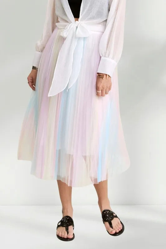 Adora Unicorn Pleated Mesh Flare Midi Skirt – MYN2O