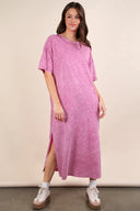 VERY J plus size mineral washed casual comfy midi dress – relaxed summer style – MYN2O