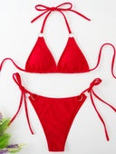 Sexy bikini set with side tie thong and bandage-style fi