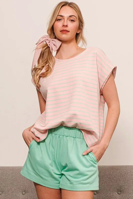 Lime N Chili Striped Muscle Sleeve Top – MYN2O


