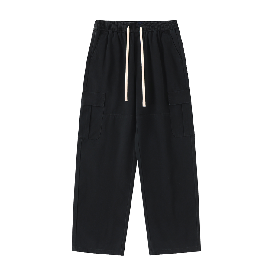 Drawstring Waist Straight-Leg Cargo Pants