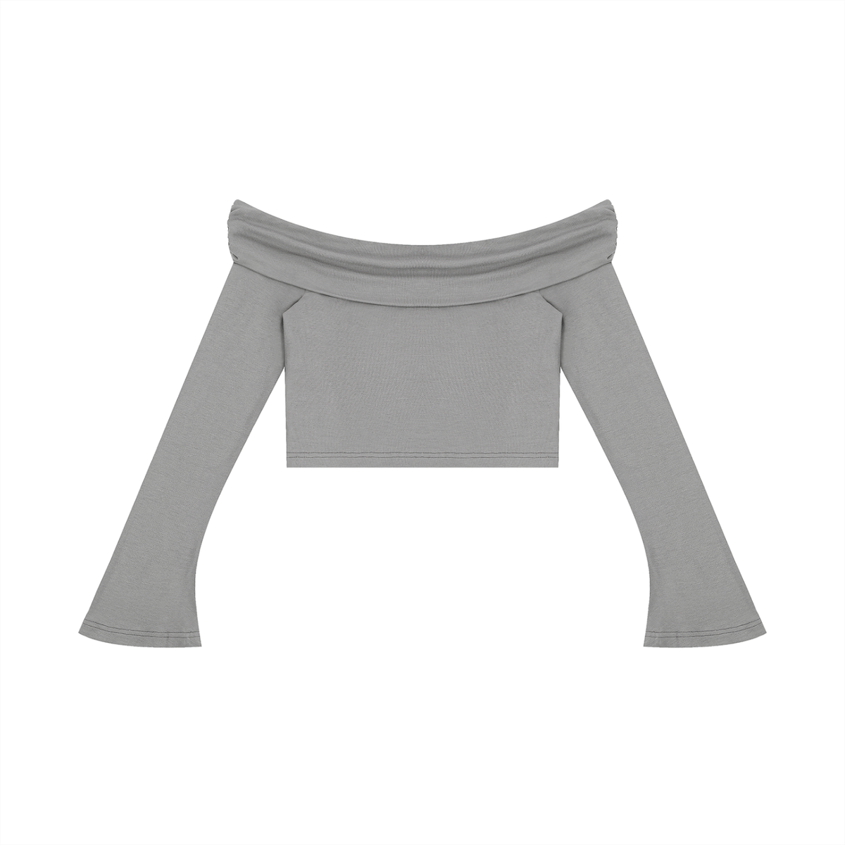 Women's Off-the-Shoulder Bell Sleeve Crop T-Shirt – Slim Fit Fashion Top