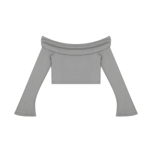 Women's Off-the-Shoulder Bell Sleeve Crop T-Shirt – Slim Fit Fashion Top