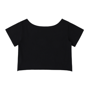 Off-Shoulder Rolled Hem Cotton T-Shirt