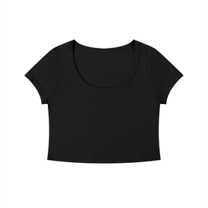 Women's Solid Color Slim Crop T-Shirt – Fitted Everyday Essential Crop Top