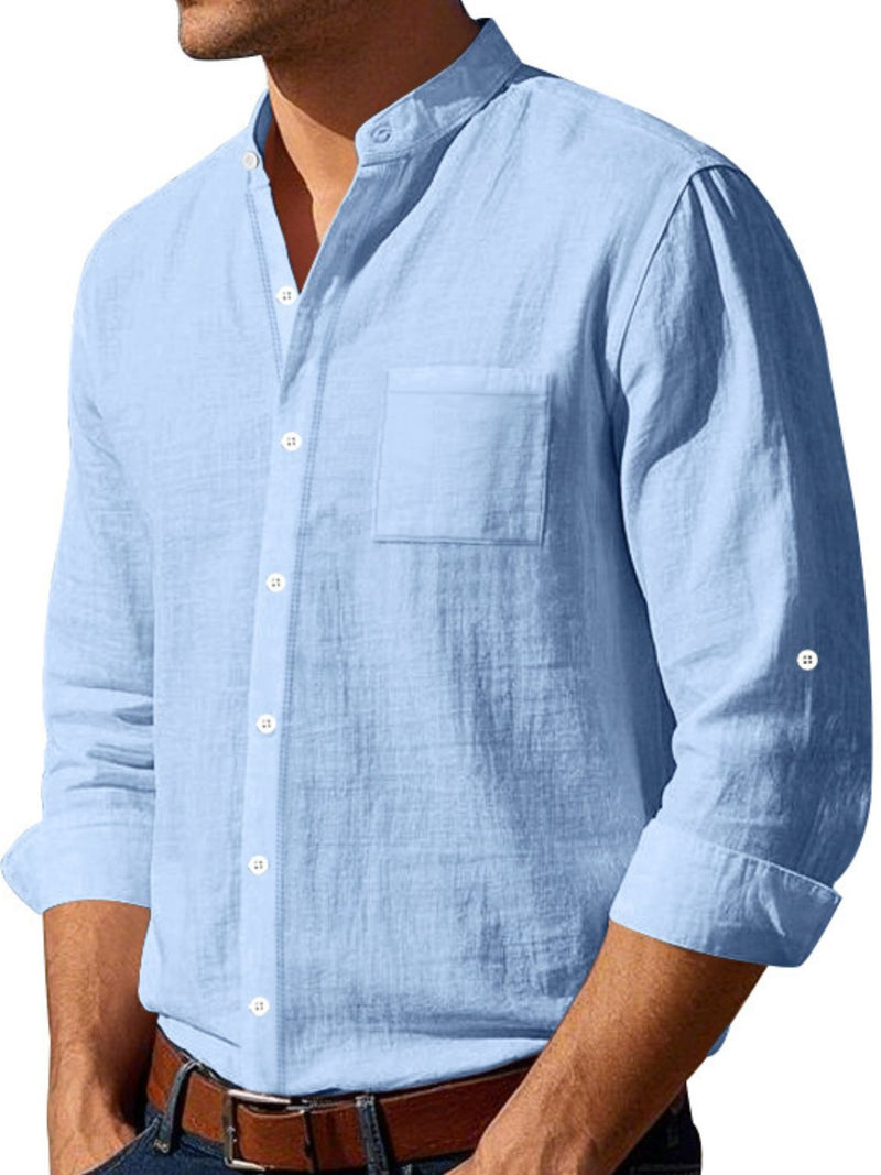 Men’s plus-size button-down long sleeve shirt with chest pockets – MYN2O