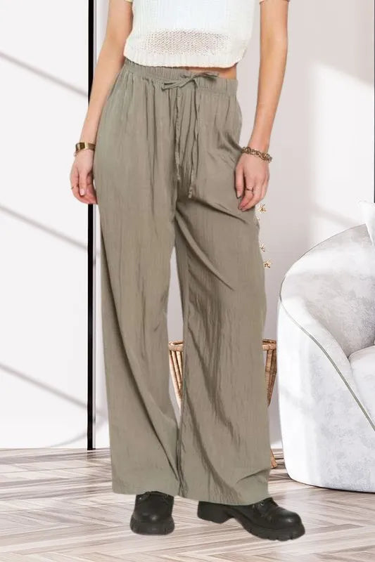 Adora waist tie crinkle flowy pants – effortless casual boho fashion – MYN2O