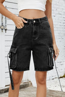 Washed cargo denim shorts with functional side pockets – MYN2O