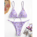 Summer Flowers Print Bikini, sexy push-up swimsuit, beachwear for women