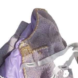Lavender Purple Tweed Short Coat Womens AutumnWinter