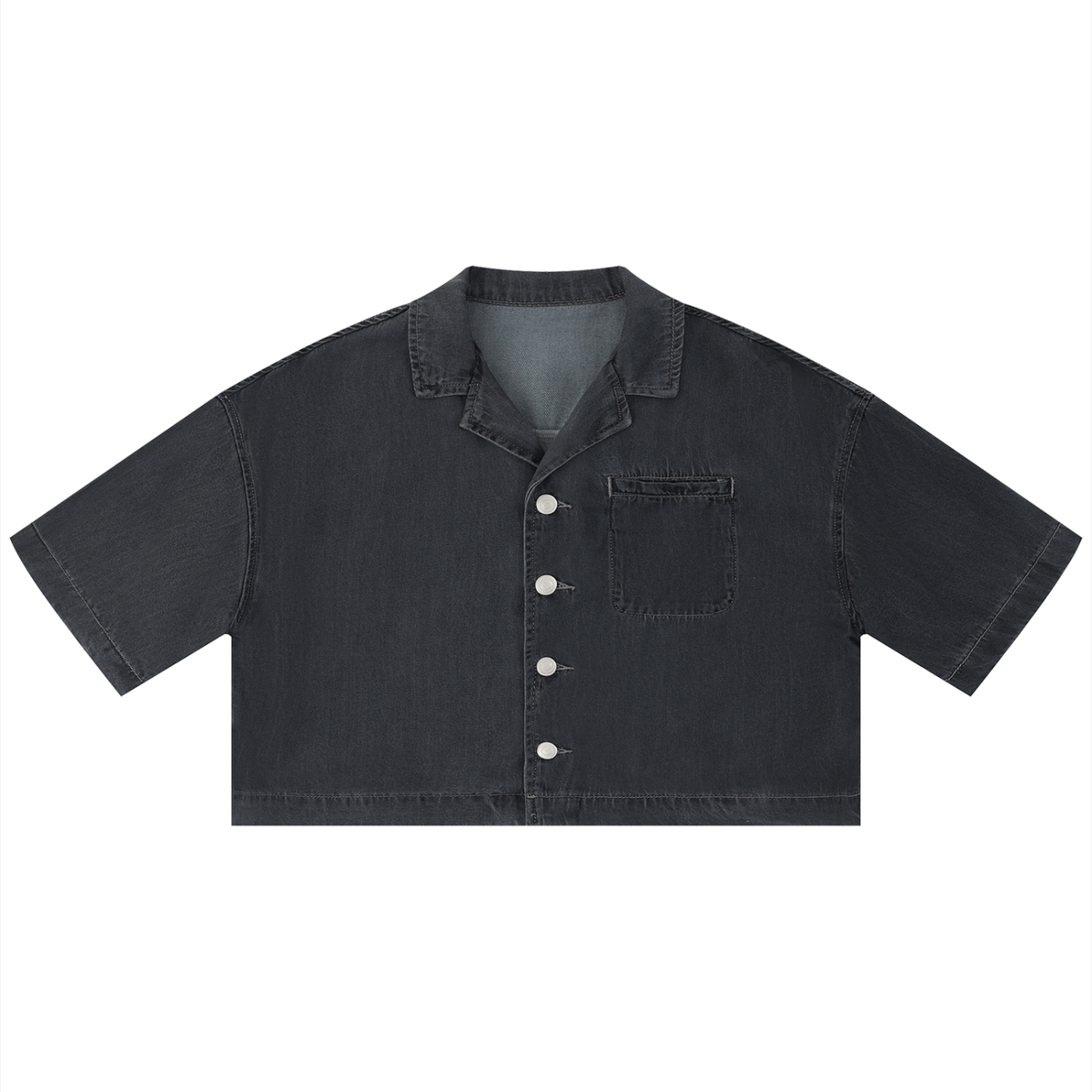 Women's Vintage Wash Boxy Cropped Shirt – Oversized Retro Crop Top Streetwear Tee