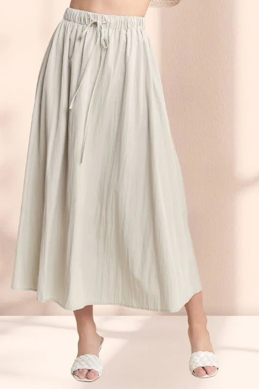Adora Drawstring Waist Crinkle Maxi Skirt – MYN2O