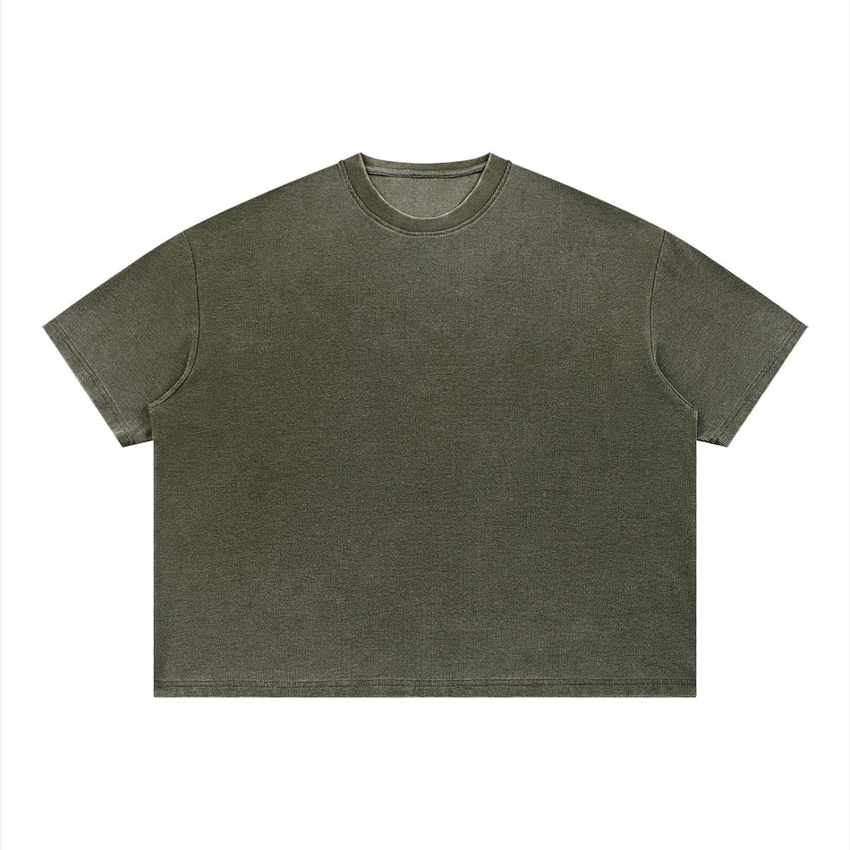 Unisex Vintage Wash Sunfade Waffle T-Shirt – Oversized Boxy Retro Streetwear Tee