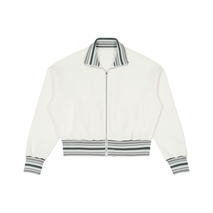 Striped Rib Collar Zip Jacket