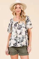 Lime N Chili Floral Print Lace Trim Puff Sleeve Blouse – MYN2O