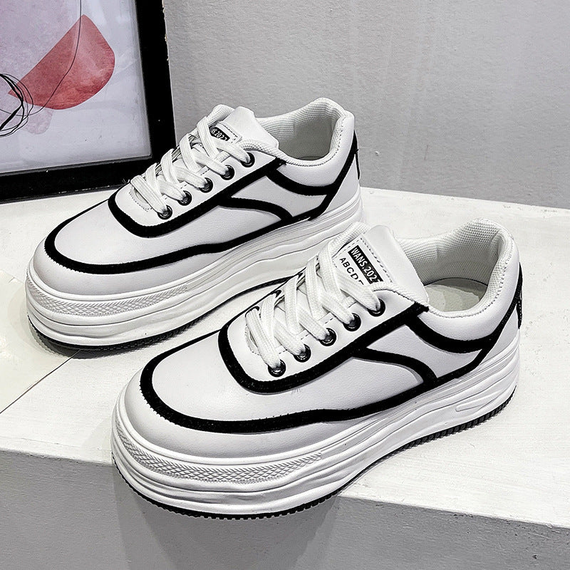 Women’s Korean Thick Bottom White Sneakers – Sponge Cake Style | MYN2O