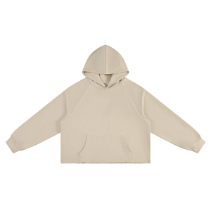 Unisex Vintage Wash Raw Edge Boxy Hoodie