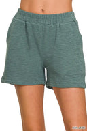 Zenana cotton slub short pants with adjustable drawstring – lightweight casual wear – MYN2O