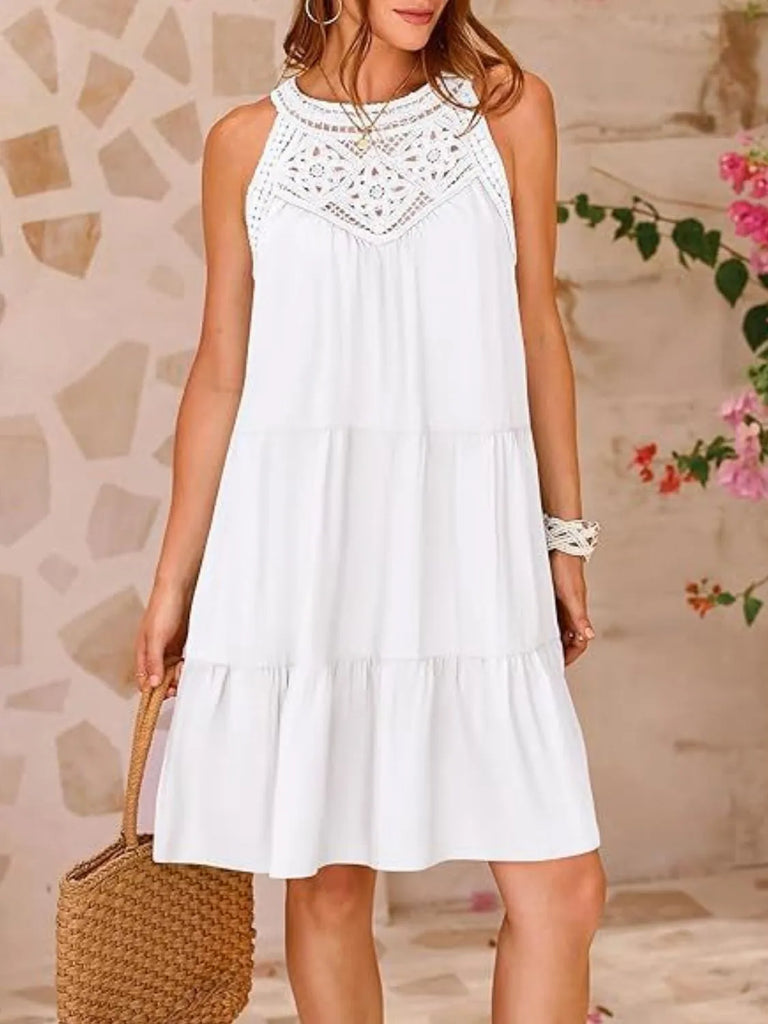 Ruffled Hem Lace Sleeveless Dress – MYN2O