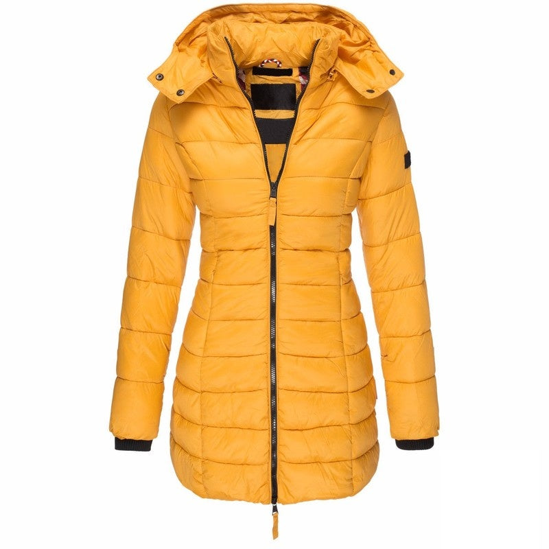 Mid Length Slim Fit Quilted Jacket for women, stylish winter outerwea